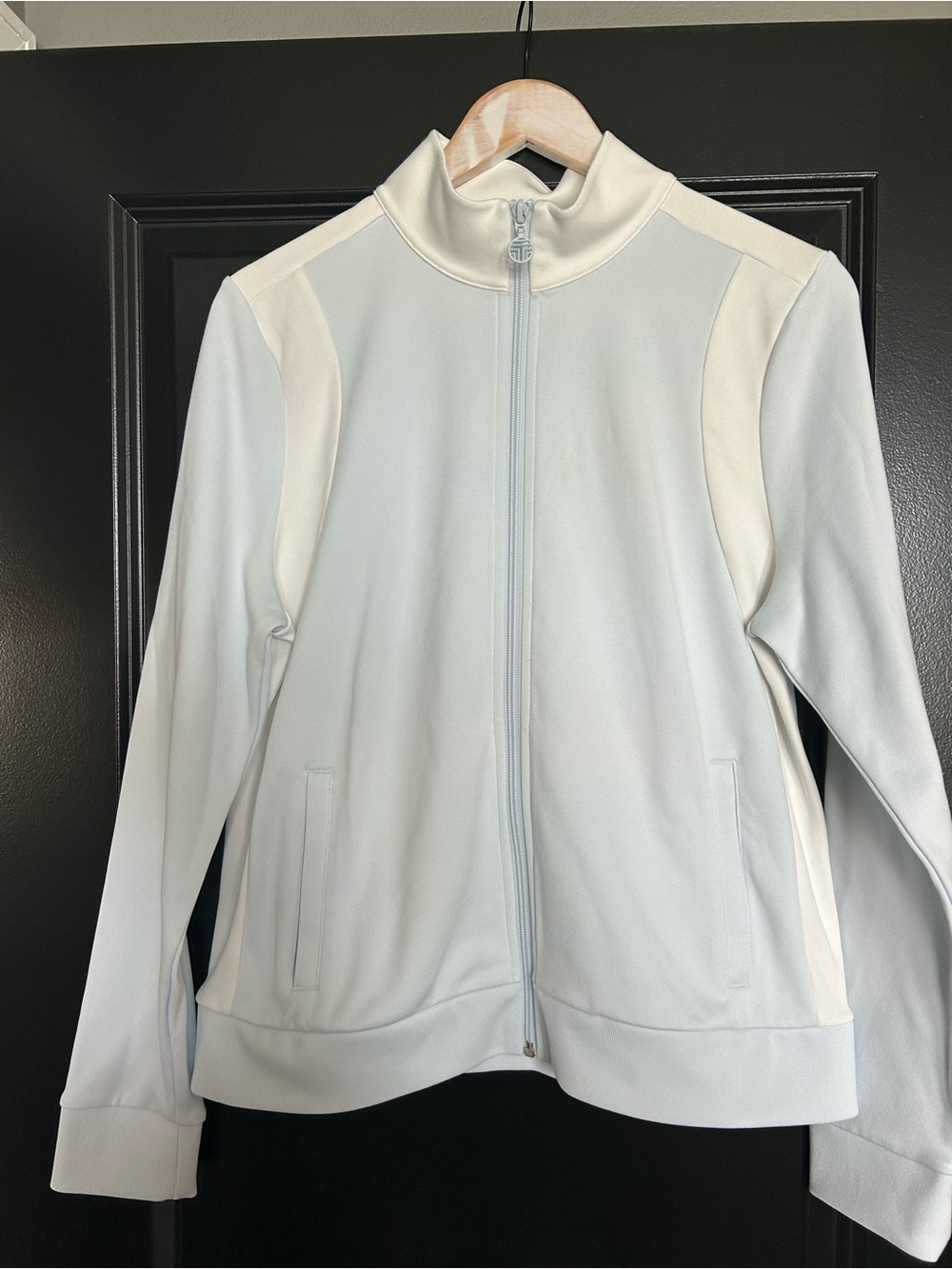 Tory Burch Activewear track jacket in a blue and white color scheme size XL